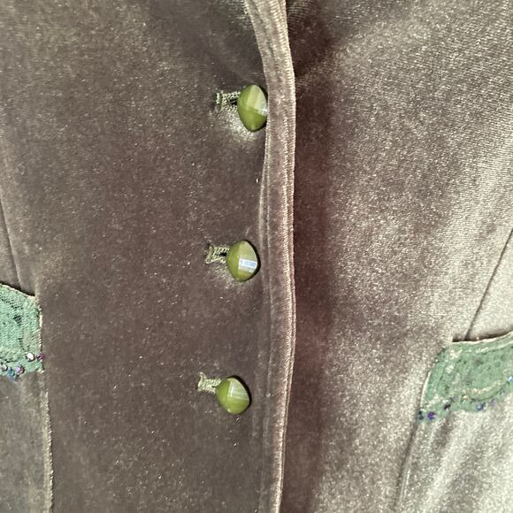 August Silk Blazer Womens 6 Velour Forest Green 3 Button - Picture 9 of 14